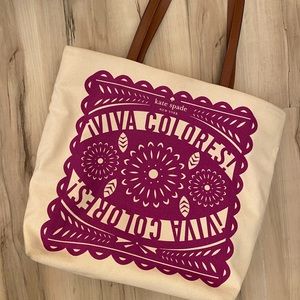 Kate Spade Canvas Tote Viva Colores red and purple
